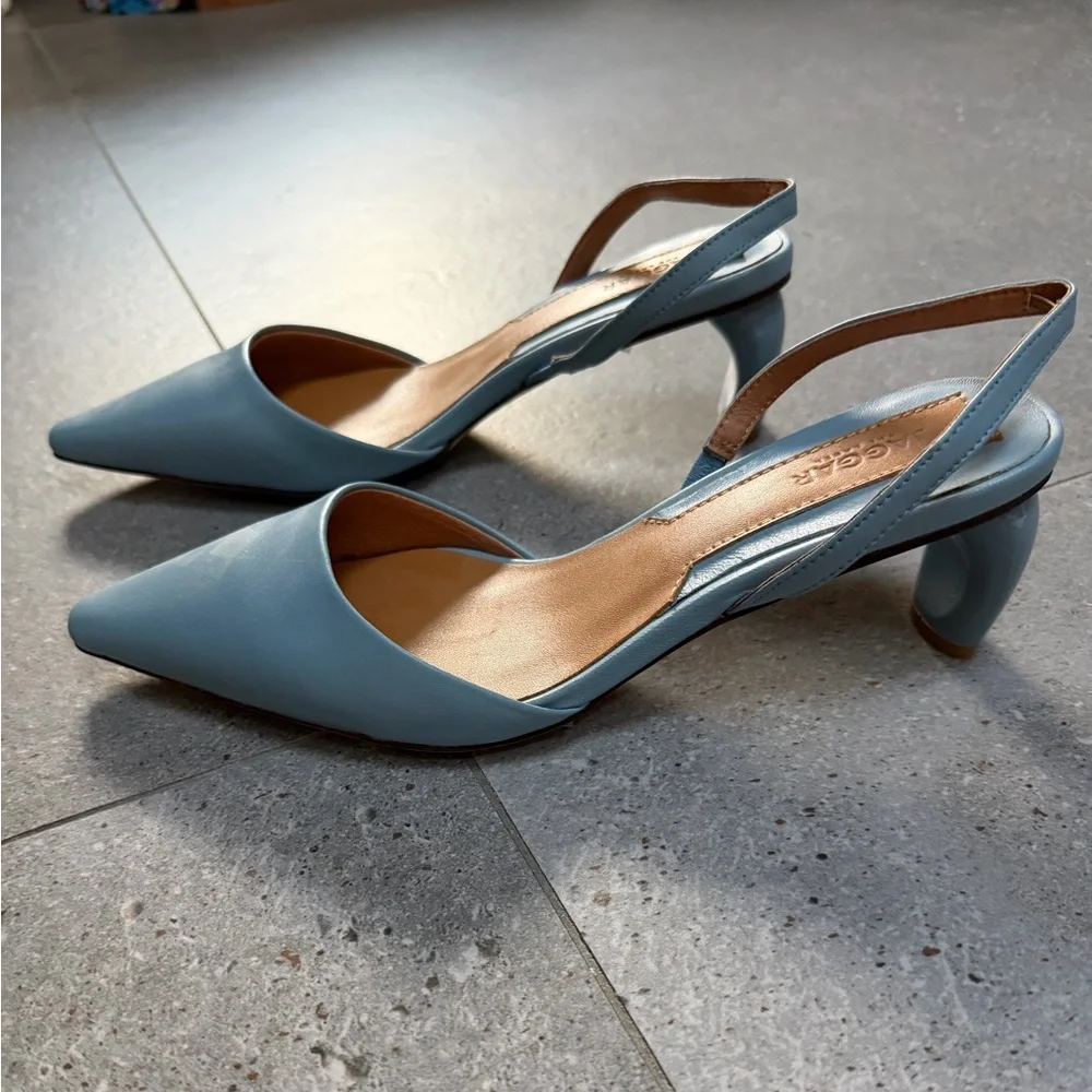 NWOT Jagger leather Elegant Blue Slingback Heels - Picture 4 of 4